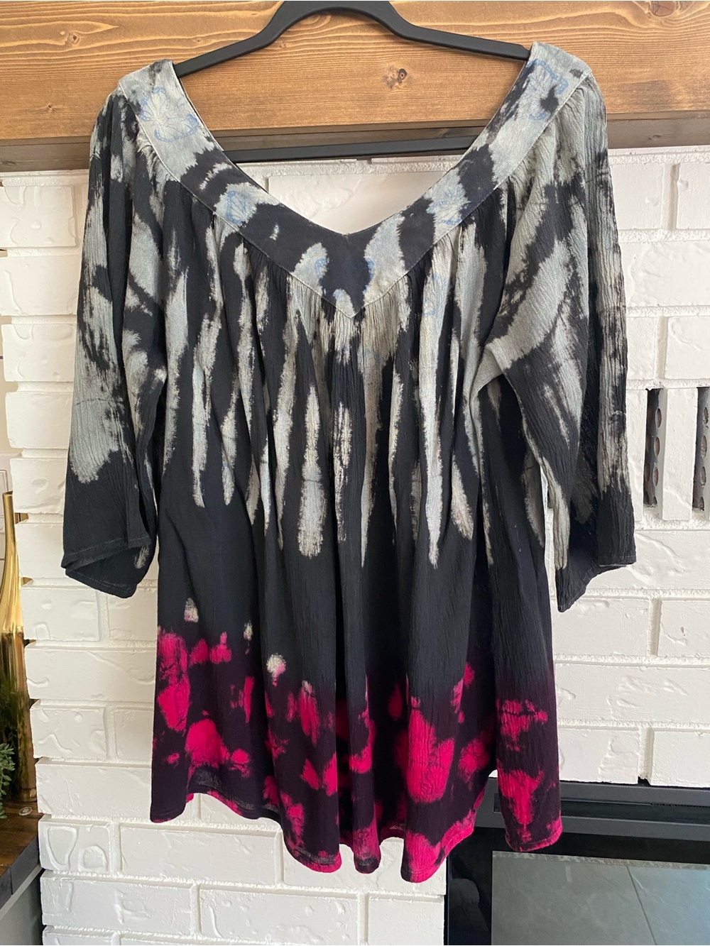 Papa Vancouver Tie Dye Tunic Women’s Plus Size XL Boho Flowy V Neck Oversized